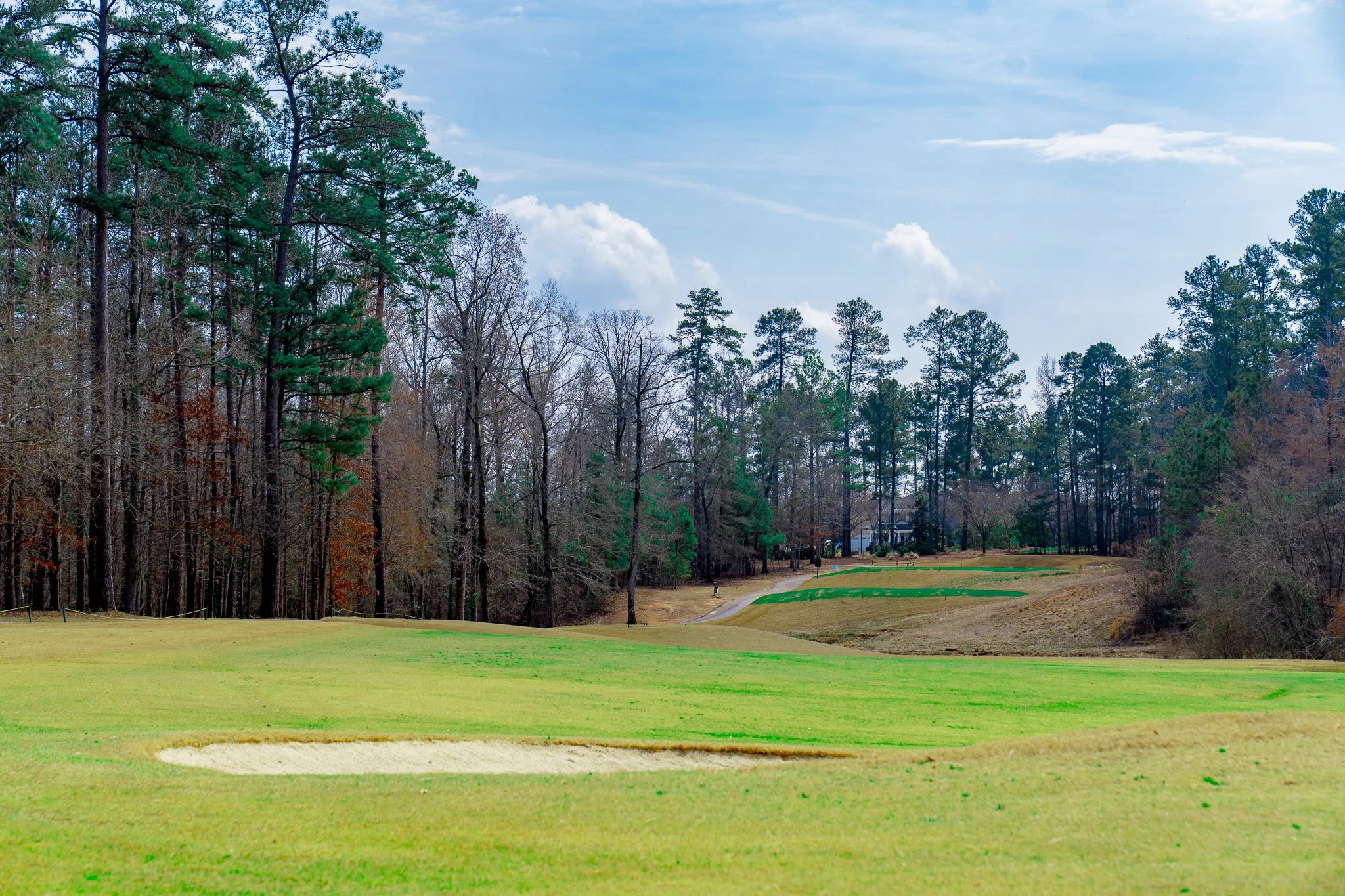 Natural piedmont terrain across the course